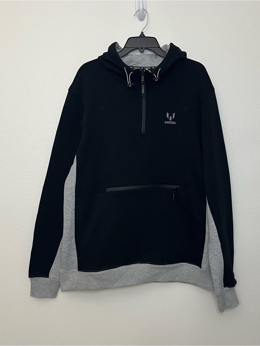 Messi Black & Gray Half-Zip Hoodie
